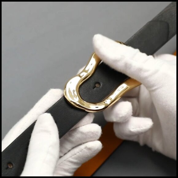 Synthetic Leather Belt with Gold Buckle for Jeans and Dresses main image 5